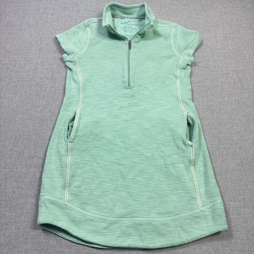 Tommy Bahama Sweater Dress Womens Small Green Short Collared Zip Pockets